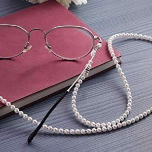 White Pearl Beaded Eyeglass Chain Eyewear Sunglasses  Strap Holder